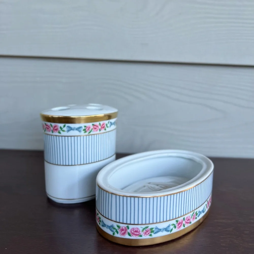 Christian dior fine china Rare Dior Rose Japan Set Of 2 Pieces